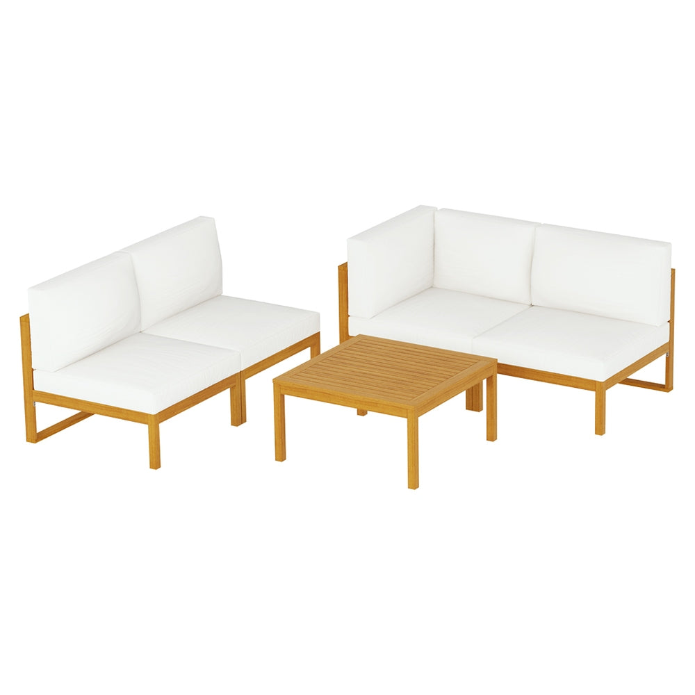 Gardeon 4-Seater Outdoor Sofa Set Wooden Lounge Setting 5PCS-Outdoor Sofa Sets-PEROZ Accessories