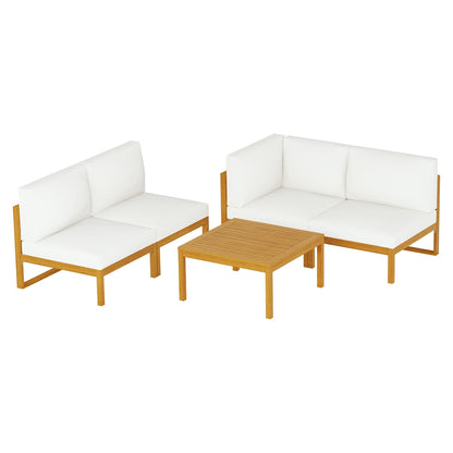 Gardeon 4-Seater Outdoor Sofa Set Wooden Lounge Setting 5PCS-Outdoor Sofa Sets-PEROZ Accessories