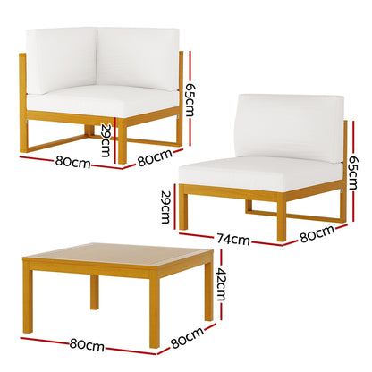 Gardeon 4-Seater Outdoor Sofa Set Wooden Lounge Setting 5PCS-Outdoor Sofa Sets-PEROZ Accessories