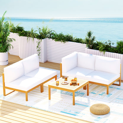 Gardeon 4-Seater Outdoor Sofa Set Wooden Lounge Setting 5PCS-Outdoor Sofa Sets-PEROZ Accessories