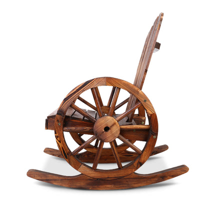 Gardeon Wagon Wheels Rocking Chair - Brown-Outdoor Recliners-PEROZ Accessories