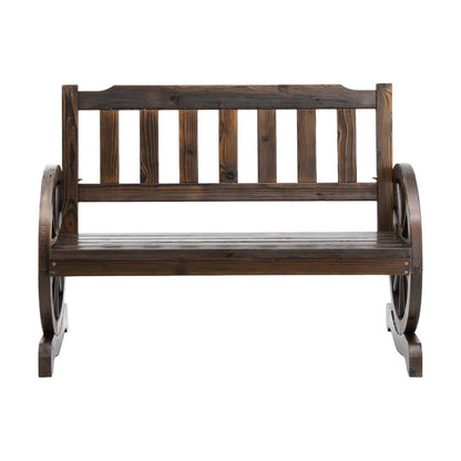 Gardeon Outdoor Garden Bench Wooden 2 Seater Wagon Chair Patio Furniture Brown-Outdoor Benches-PEROZ Accessories