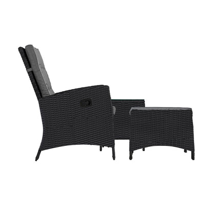 Livsip Recliner Chairs &amp; Table Outdoor Furniture Wicker Sofa Patio Set Garden-Outdoor Recliners-PEROZ Accessories
