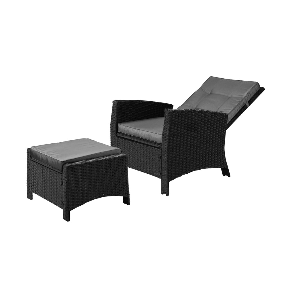 Livsip Outdoor Recliner Chairs Sun Lounge Wicker Sofa Patio Furniture Garden-Sun Lounges-PEROZ Accessories