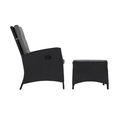 Livsip Outdoor Recliner Chairs Sun Lounge Wicker Sofa Patio Furniture Garden-Sun Lounges-PEROZ Accessories