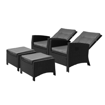 Livsip Recliner Chairs Sun Lounge Outdoor Patio Furniture Wicker Lounger 2X-Sun Lounges-PEROZ Accessories