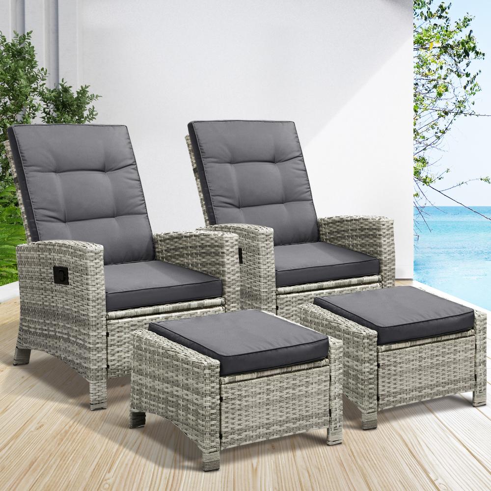 Livsip Recliner Chairs Outdoor Sun Lounger Setting Wicker Sofa Patio Furniture-Outdoor Recliners-PEROZ Accessories