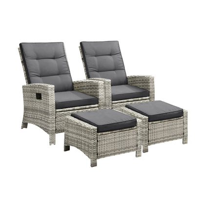Livsip Recliner Chairs Outdoor Sun Lounger Setting Wicker Sofa Patio Furniture-Sun Lounges-PEROZ Accessories