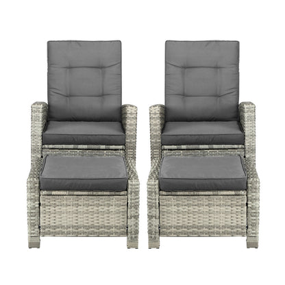 Livsip Recliner Chairs Outdoor Sun Lounger Setting Wicker Sofa Patio Furniture-Sun Lounges-PEROZ Accessories