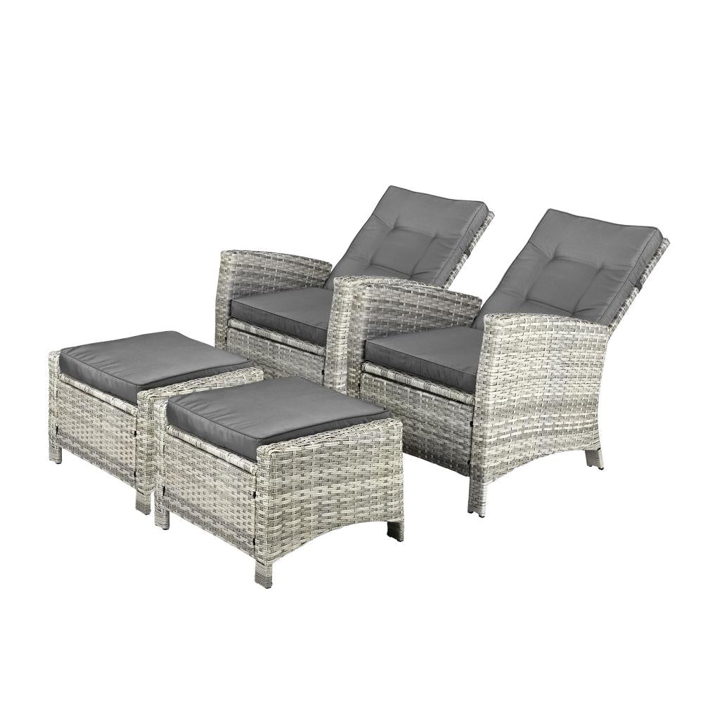 Livsip Recliner Chairs Outdoor Sun Lounger Setting Wicker Sofa Patio Furniture-Outdoor Recliners-PEROZ Accessories