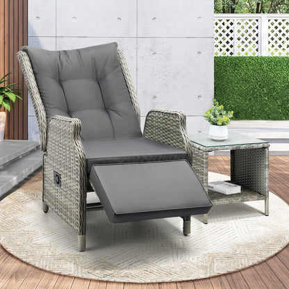 Livsip Outoodr Recliner Chair Sun Lounge &amp; Table Set utdoor Furniture Patio Sofa-Sun Lounges-PEROZ Accessories