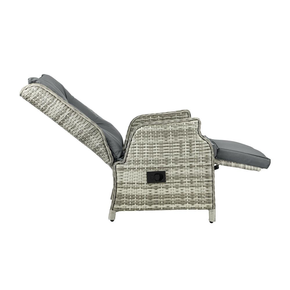 Livsip Outoodr Recliner Chair Sun Lounge &amp; Table Set utdoor Furniture Patio Sofa-Outdoor Recliners-PEROZ Accessories