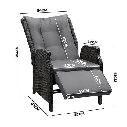 Livsip Outdoor Sun Lounge Garden Chairs Beach Chair Recliner Patio Furniture-Sun Lounges-PEROZ Accessories