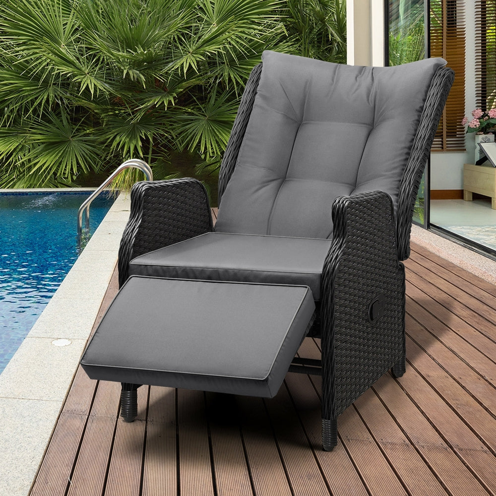 Livsip Sun Lounge Recliner Chairs Outdoor Furniture Patio Wicker Sofa 2 Piece-Sun Lounges-PEROZ Accessories
