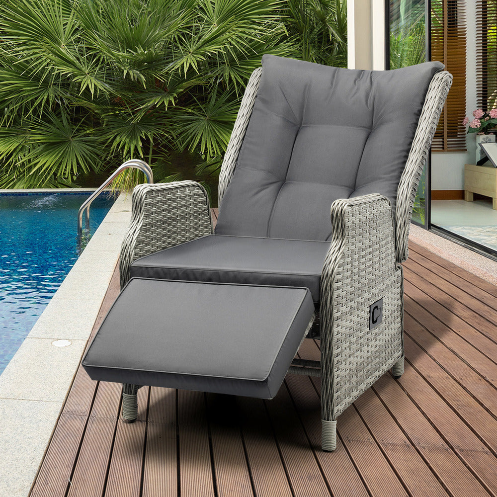 Livsip Recliner Chairs Sun lounge Outdoor Furniture Patio Wicker Sofa Set of 2-Sun Lounges-PEROZ Accessories