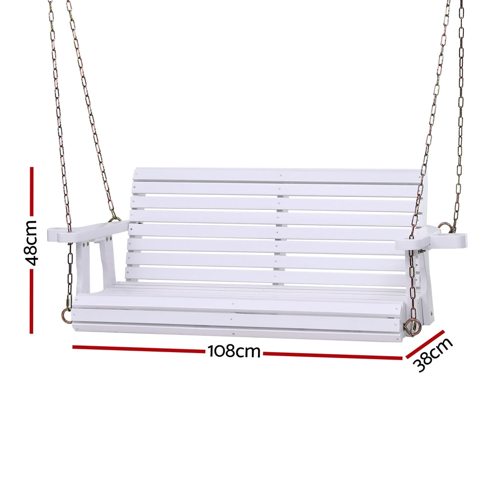 Gardeon Porch Outdoor Swing Chair With Cup Holder Wooden Furniture 2 Seater-Furniture &gt; Outdoor &gt; Outdoor Chairs-PEROZ Accessories