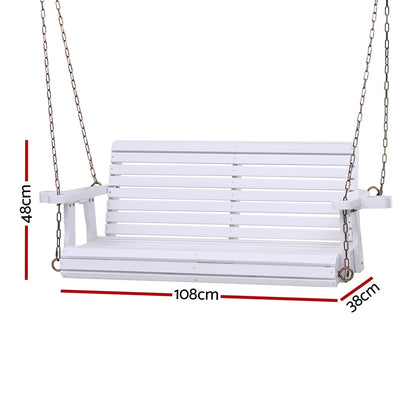 Gardeon Porch Outdoor Swing Chair With Cup Holder Wooden Furniture 2 Seater-Furniture &gt; Outdoor &gt; Outdoor Chairs-PEROZ Accessories