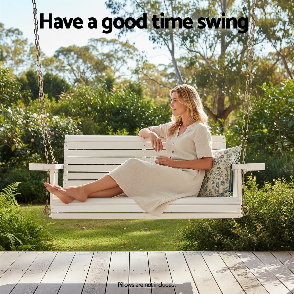 Gardeon Porch Outdoor Swing Chair With Cup Holder Wooden Furniture 2 Seater-Furniture &gt; Outdoor &gt; Outdoor Chairs-PEROZ Accessories