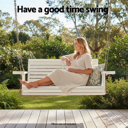 Gardeon Porch Outdoor Swing Chair With Cup Holder Wooden Furniture 2 Seater-Furniture &gt; Outdoor &gt; Outdoor Chairs-PEROZ Accessories