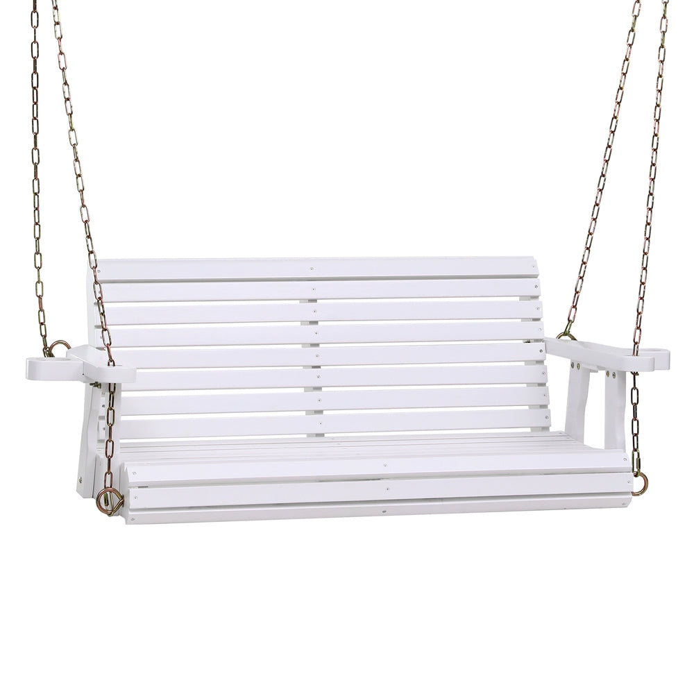 Gardeon Porch Outdoor Swing Chair With Cup Holder Wooden Furniture 2 Seater-Furniture &gt; Outdoor &gt; Outdoor Chairs-PEROZ Accessories
