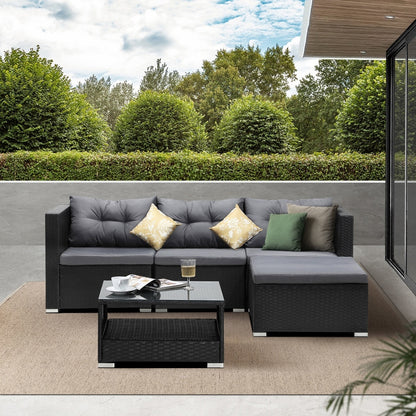 Livsip Outdoor Sofa Set 4 Seater Corner Modular Lounge Set-Outdoor Sofa Sets-PEROZ Accessories