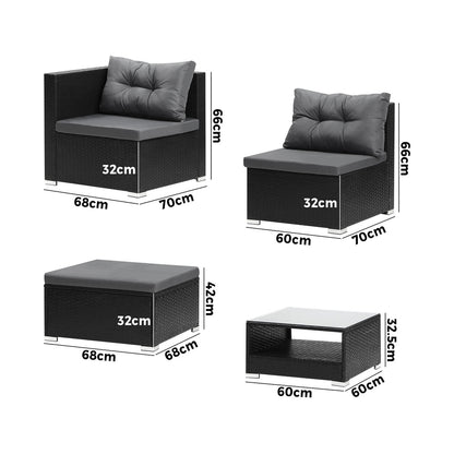 Livsip Outdoor Lounge Setting 7pc Wicker Sofa Set Rattan-Outdoor Sofa Sets-PEROZ Accessories