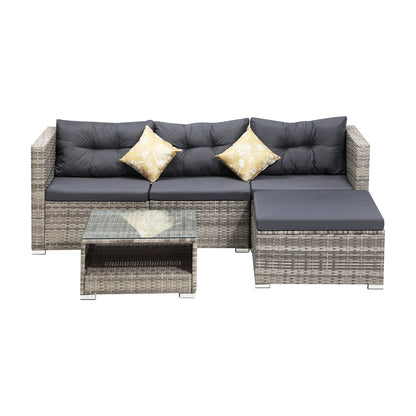 Livsip Outdoor Lounge Setting 5pc Wicker Sofa Set Rattan-Outdoor Sofa Sets-PEROZ Accessories
