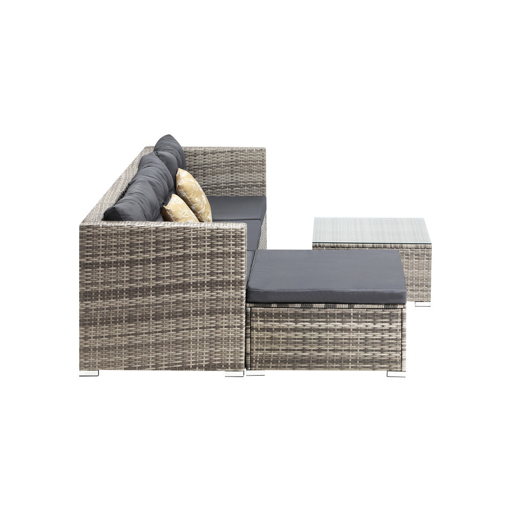 Livsip Outdoor Lounge Setting 5pc Wicker Sofa Set Rattan-Outdoor Sofa Sets-PEROZ Accessories