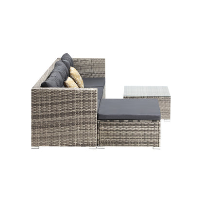 Livsip Outdoor Lounge Setting 5pc Wicker Sofa Set Rattan-Outdoor Sofa Sets-PEROZ Accessories