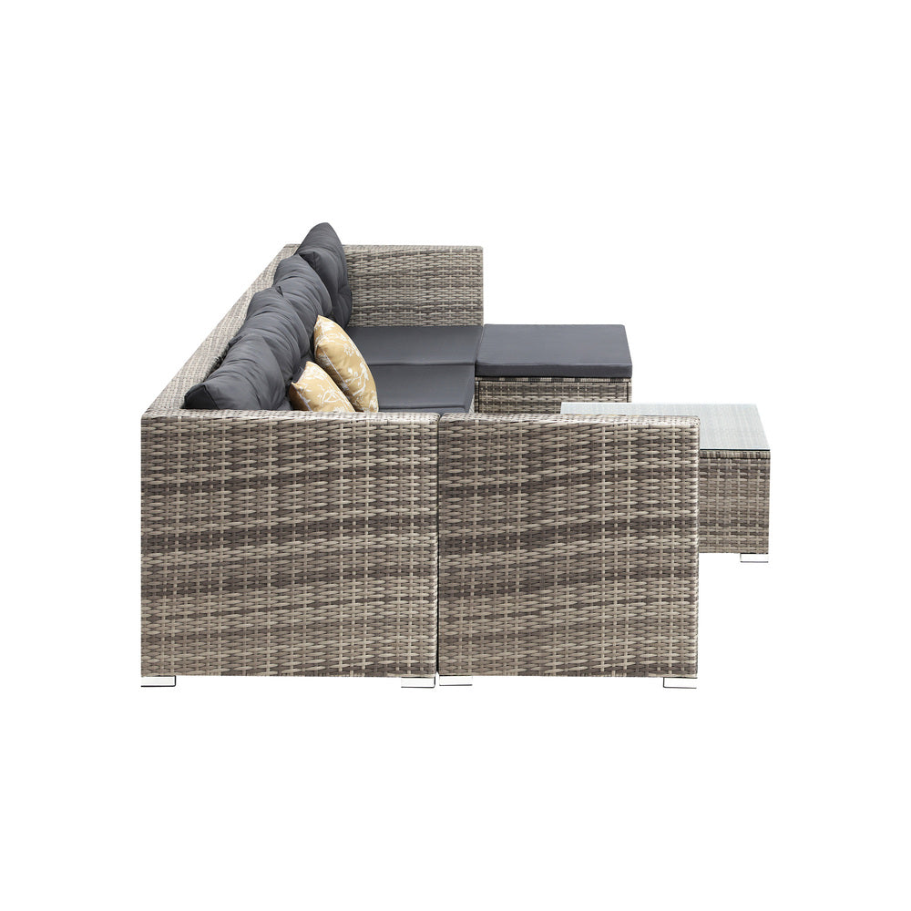 Livsip 6 Seater Outdoor Lounge Set Wicker Sofa Rattan-Outdoor Sofa Sets-PEROZ Accessories