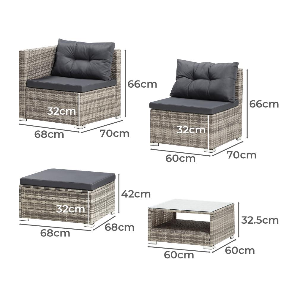 Livsip 6 Seater Outdoor Lounge Furniture Wicker Set Sofa Rattan Table Setting-Outdoor Sofa Sets-PEROZ Accessories