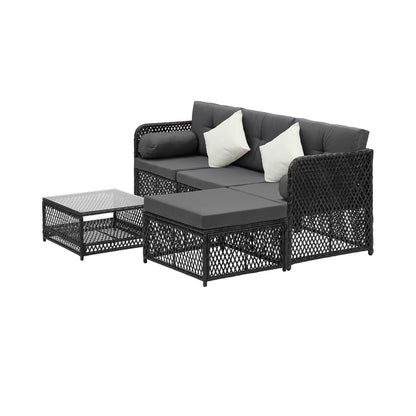 Livsip Outdoor Sofa Set 4 Seater Wicker Corner Modular Setting-Outdoor Sofa Set-PEROZ Accessories