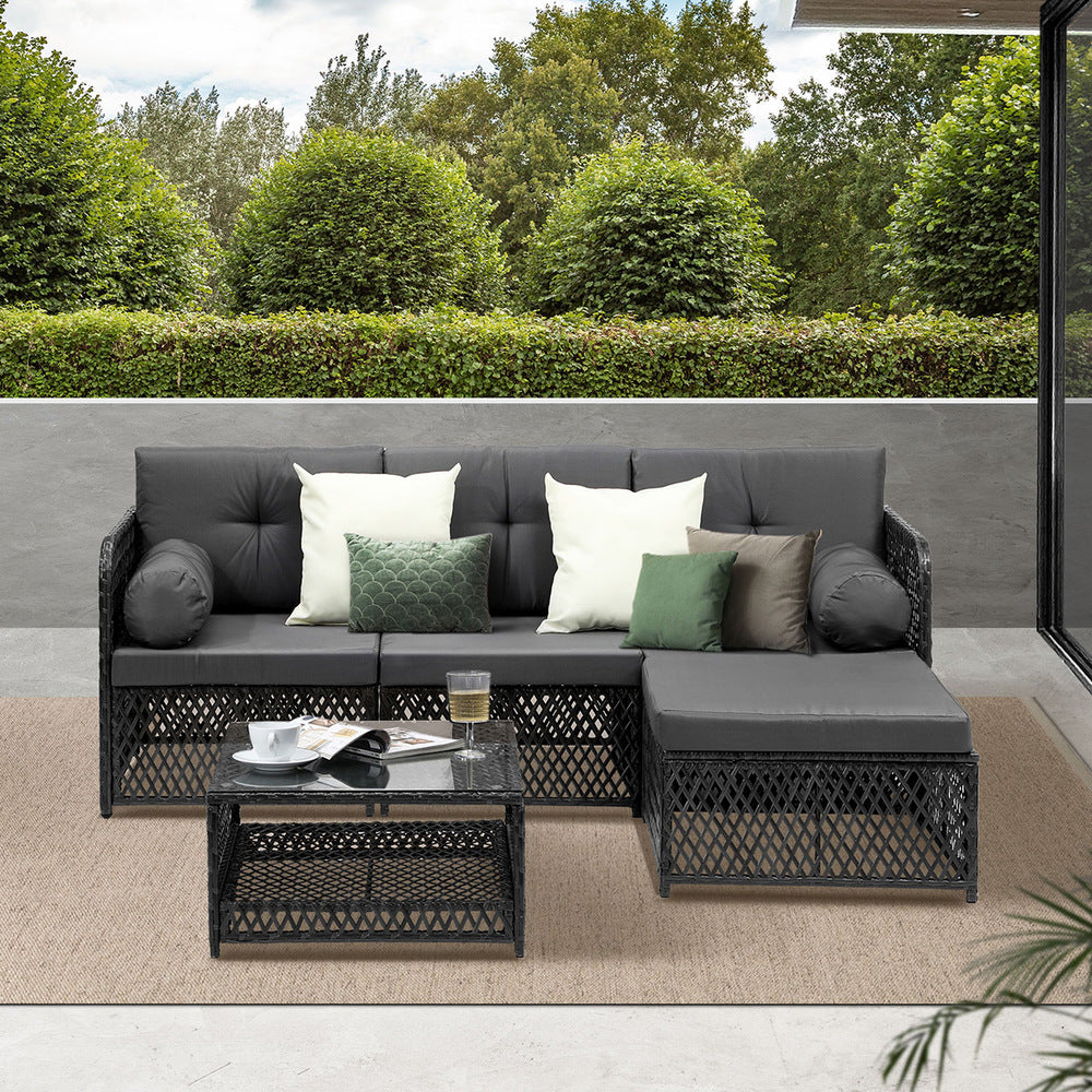 Livsip Outdoor Sofa Set 4 Seater Wicker Corner Modular Setting-Outdoor Sofa Set-PEROZ Accessories