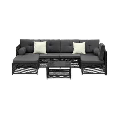 Livsip Outdoor Sofa Set 6 Seater Wicker Rattan Lounge Setting-Outdoor Sofa Set-PEROZ Accessories