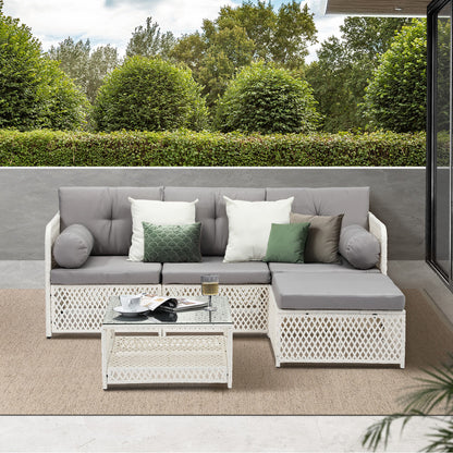Livsip Outdoor Furniture Sofa Set 5PCS Wicker Lounge Setting-Outdoor Sofa Set-PEROZ Accessories
