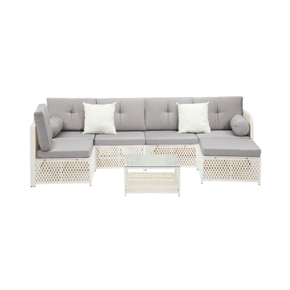 Livsip Outdoor Furniture Sofa Set 7-Piece Wicker Lounge Setting-Outdoor Sofa Set-PEROZ Accessories