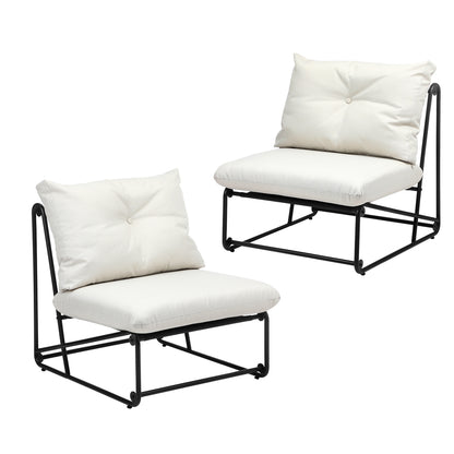 Livsip 2PCS Outdoor Dining Chairs Patio Sofa Lounge Chair Beige-Outdoor Patio Set-PEROZ Accessories