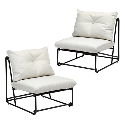 Livsip 2PCS Outdoor Dining Chairs Patio Sofa Lounge Chair Beige-Outdoor Patio Set-PEROZ Accessories