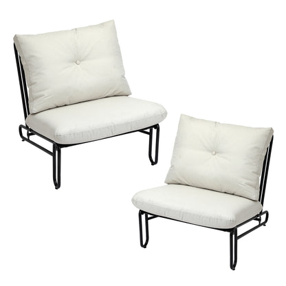Livsip 2PC Outdoor Lounge Chairs Patio Sofa with Cushions Beige-Outdoor Patio Set-PEROZ Accessories