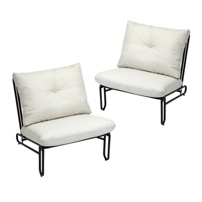 Livsip 2PC Outdoor Lounge Chairs Patio Sofa with Cushions Beige-Outdoor Patio Set-PEROZ Accessories