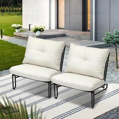 Livsip 2PC Outdoor Lounge Chairs Patio Sofa with Cushions Beige-Outdoor Patio Set-PEROZ Accessories