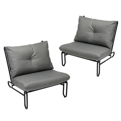 Livsip 2PC Outdoor Lounge Chairs Patio Sofa with Cushions Grey-Outdoor Patio Set-PEROZ Accessories