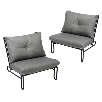 Livsip 2PC Outdoor Lounge Chairs Patio Sofa with Cushions Grey-Outdoor Patio Set-PEROZ Accessories