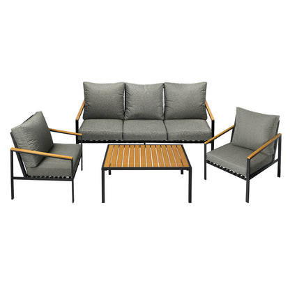 Livsip Outdoor Furniture with Cushion, Patio Table and Chair Setting Black-Outdoor Patio Set-PEROZ Accessories