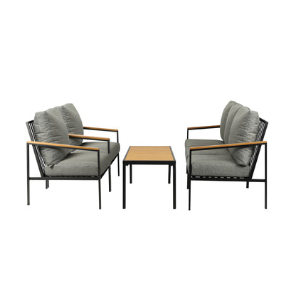 Livsip Outdoor Furniture with Cushion, Patio Table and Chair Setting Black-Outdoor Patio Set-PEROZ Accessories