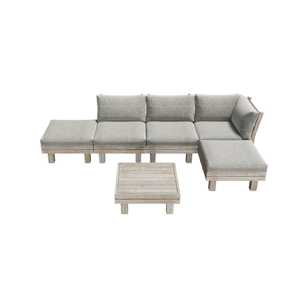 Livsip 6 Piece Outdoor Furniture Sofa Set Wooden Lounge Setting-Outdoor Sofa Set-PEROZ Accessories