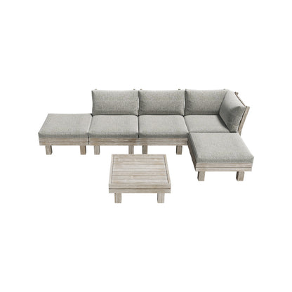 Livsip 6 Piece Outdoor Furniture Sofa Set Wooden Lounge Setting-Outdoor Sofa Set-PEROZ Accessories
