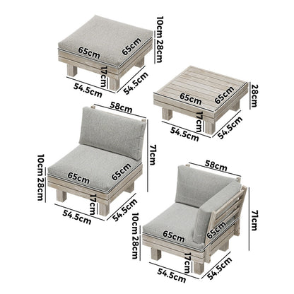 Livsip 6 Piece Outdoor Furniture Sofa Set Wooden Lounge Setting-Outdoor Sofa Set-PEROZ Accessories