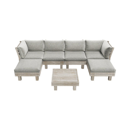Livsip 7PCS Outdoor Sofa Set Wooden Lounge Setting Table Chair-Outdoor Sofa Set-PEROZ Accessories