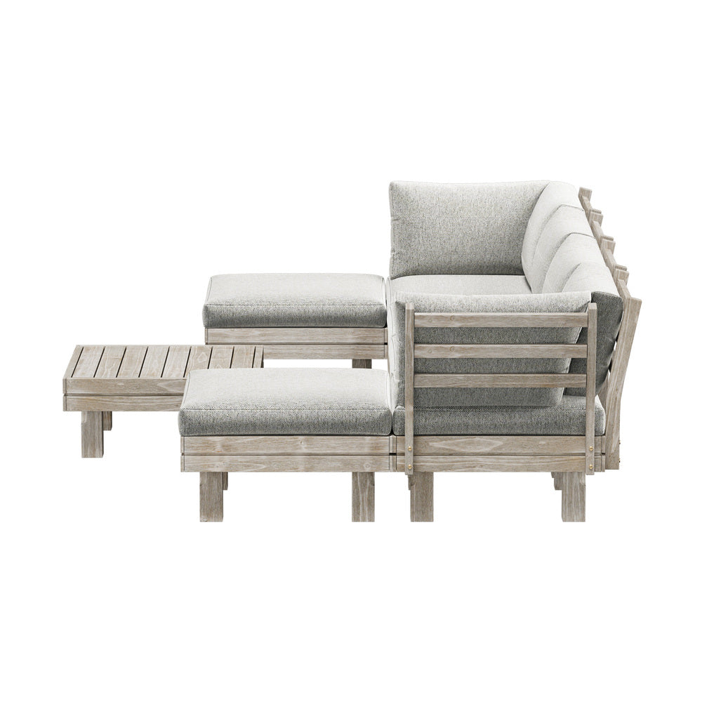 Livsip 7PCS Outdoor Sofa Set Wooden Lounge Setting Table Chair-Outdoor Sofa Set-PEROZ Accessories